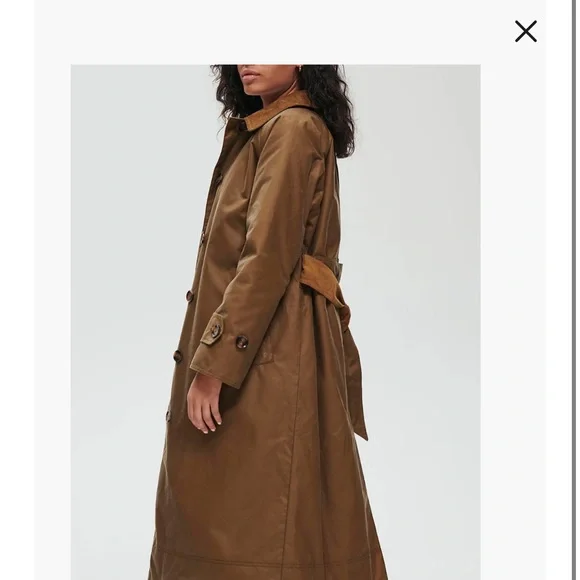 Barbour Marianne Waxed Cotton Trench Coat Size 12 USA